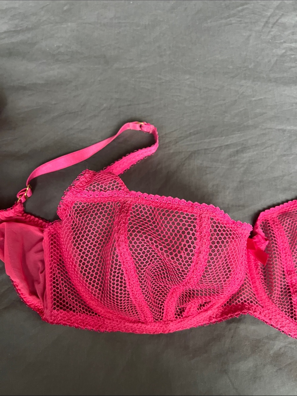 Agent Provocateur Neon Pink Sheer Mesh Balconette Set - Picture 6 of 6